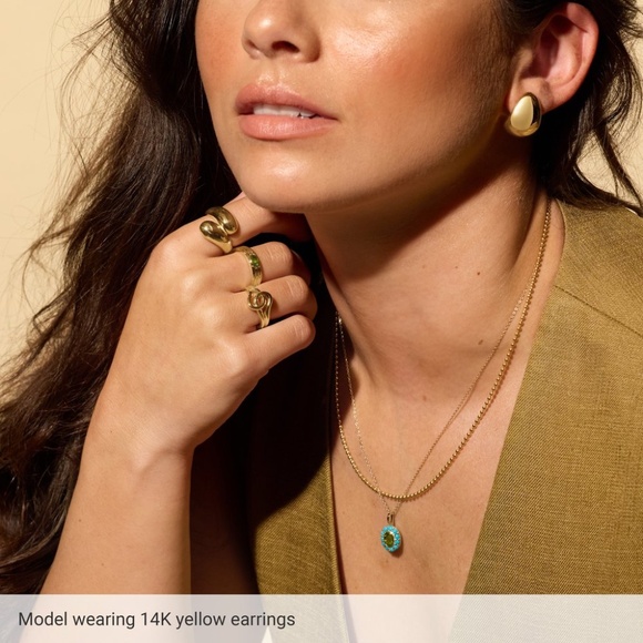 14K Yellow Gold Electroform Teardrop Earrings - Picture 3 of 3